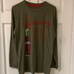 Coca-Cola size medium Olive Long Sleeve Tee with Red Accents